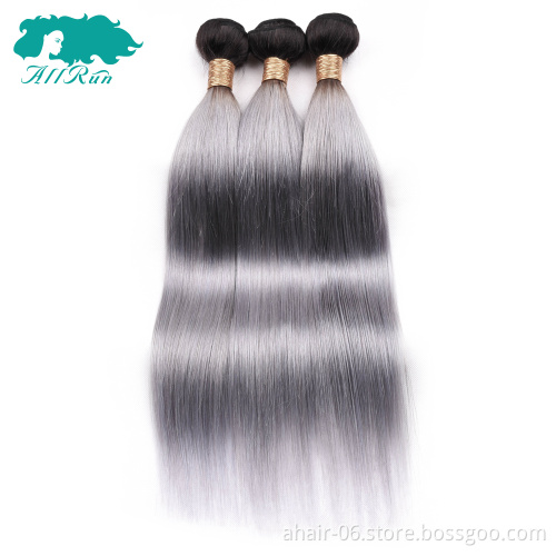 grey color human hair extension, grey hair bundles with closure
